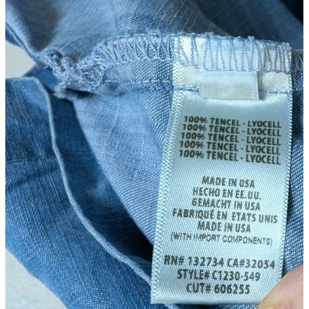 Anthropologie Cloth & Stone Chambray Top Shirt‎ Short Sleeve Womens Small S 159 - Picture 4 of 5